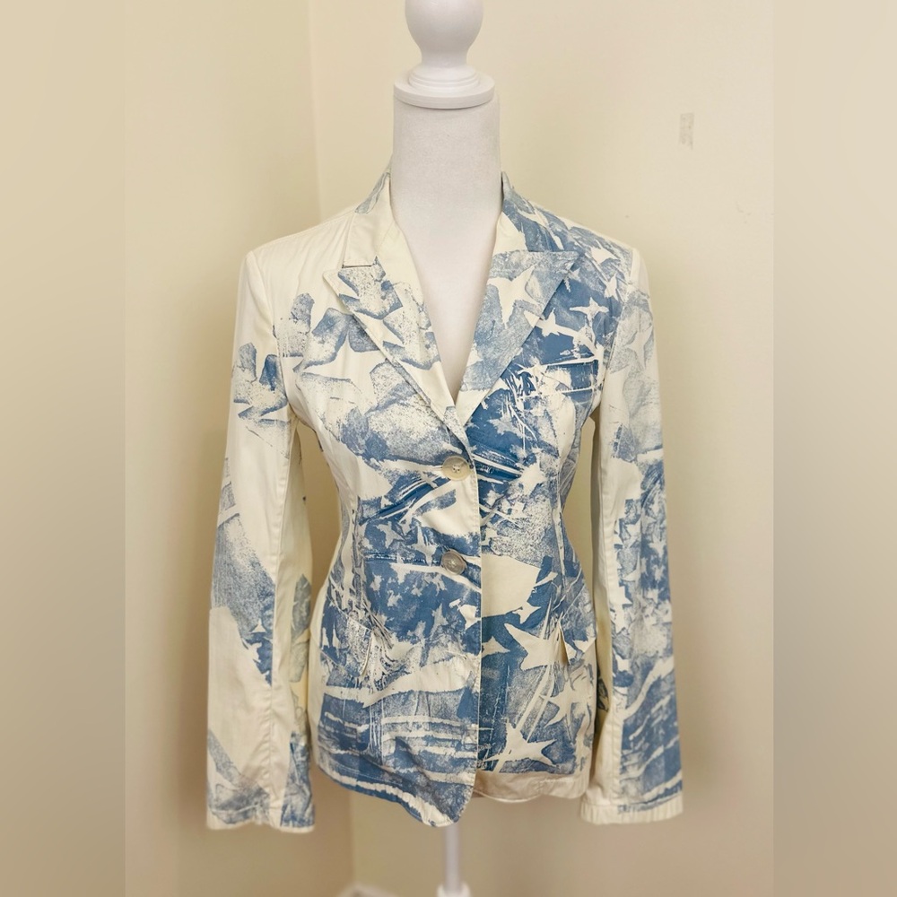 Jill Sander White & Blue Cotton
Summer Blazer, Size 36
